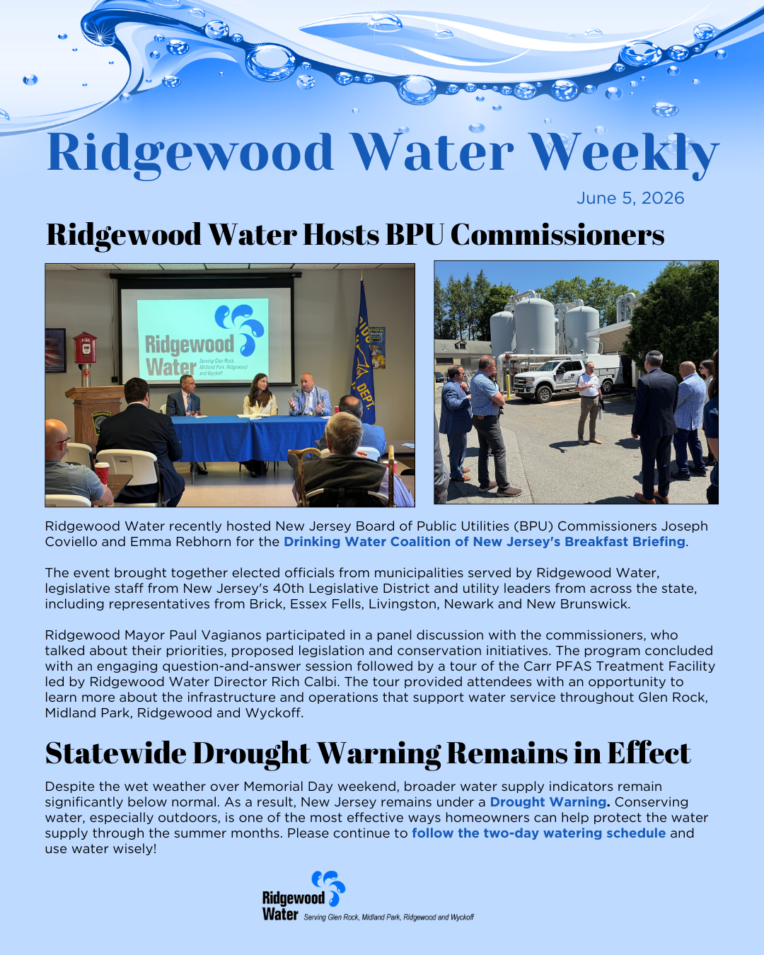 Ridgewood Water Weekly 2026.6.5