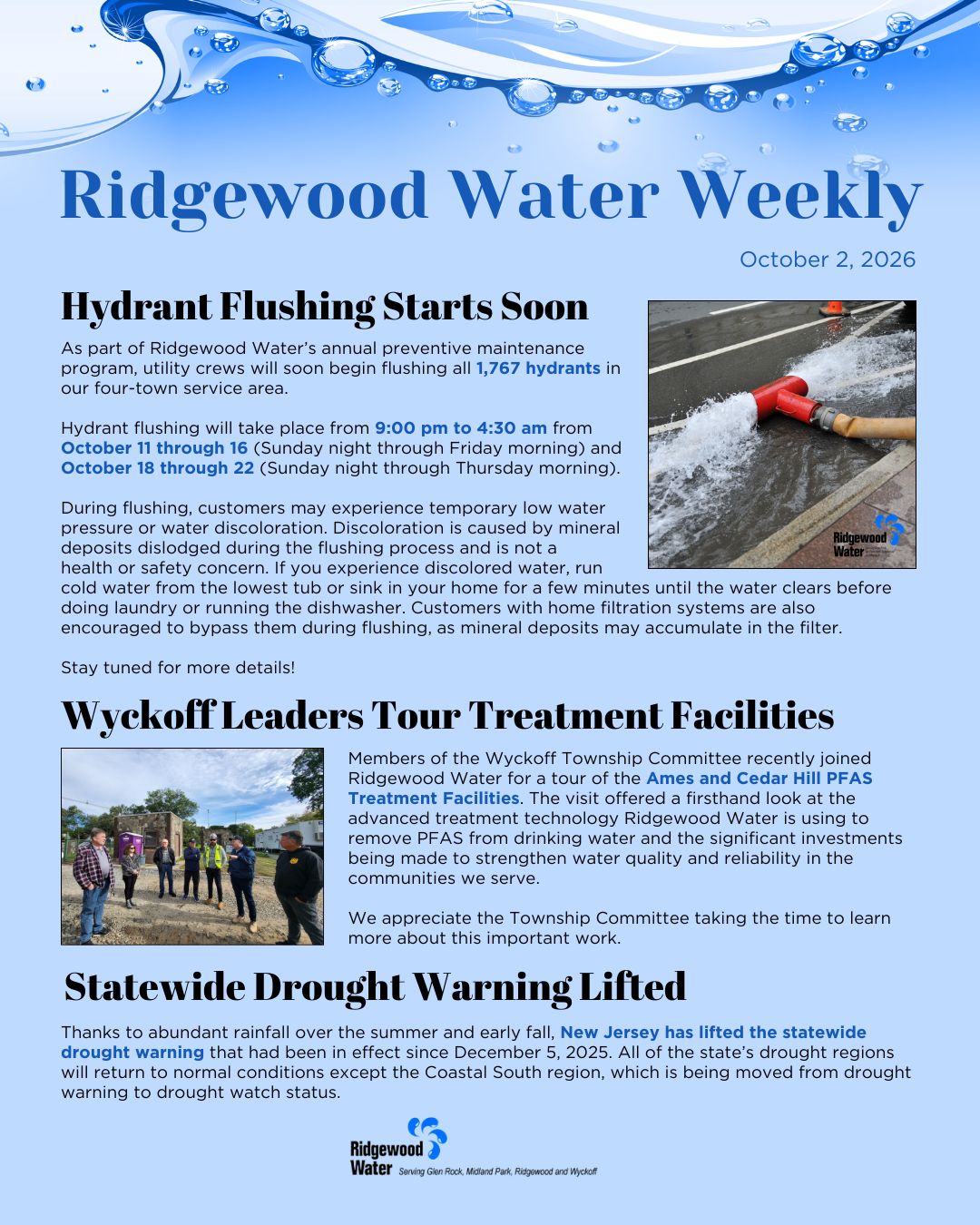 Ridgewood Water Weekly 2026.10.2